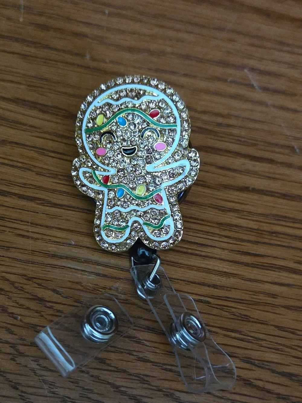 Gold Gingerbread Sparkle Badge Reel with Multicolor Accents